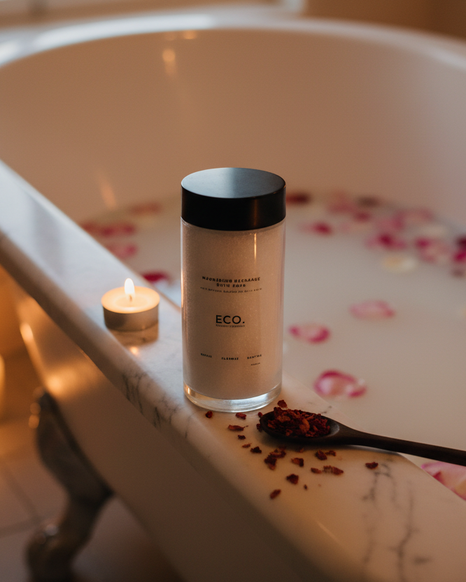 Magnesium Bath Soak in Bath with Candles