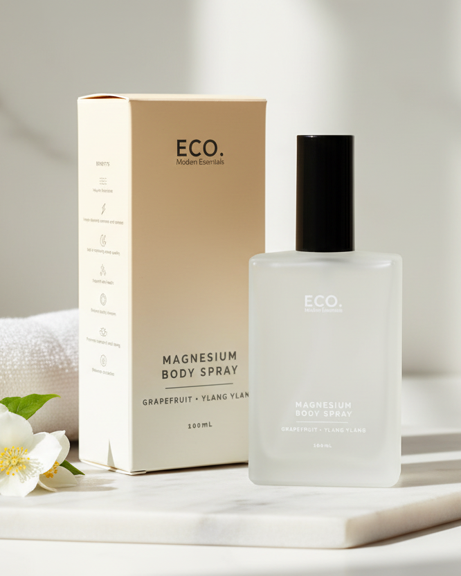 Magnesium Body Spray Box and Bottle Together