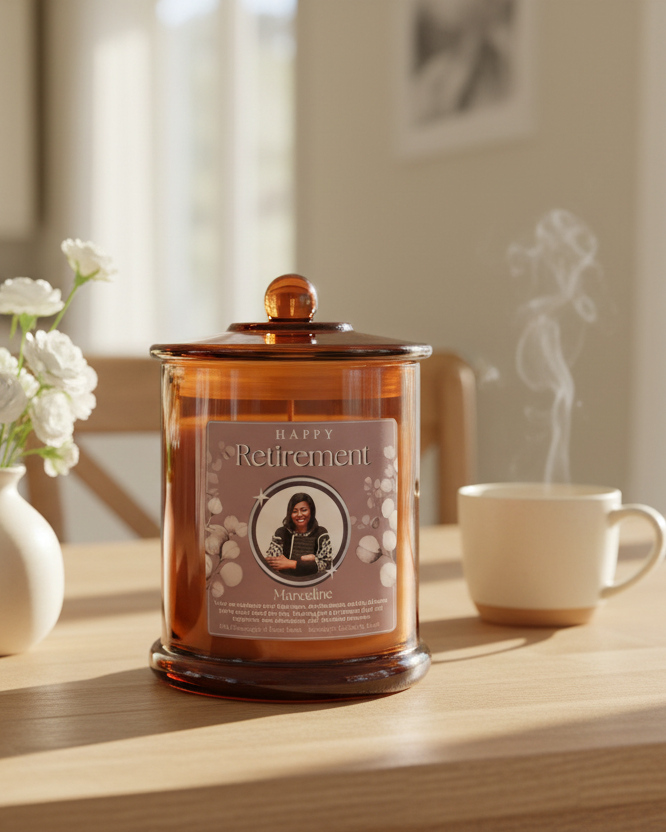 Retirement Amber Candle — Dining Table Setting