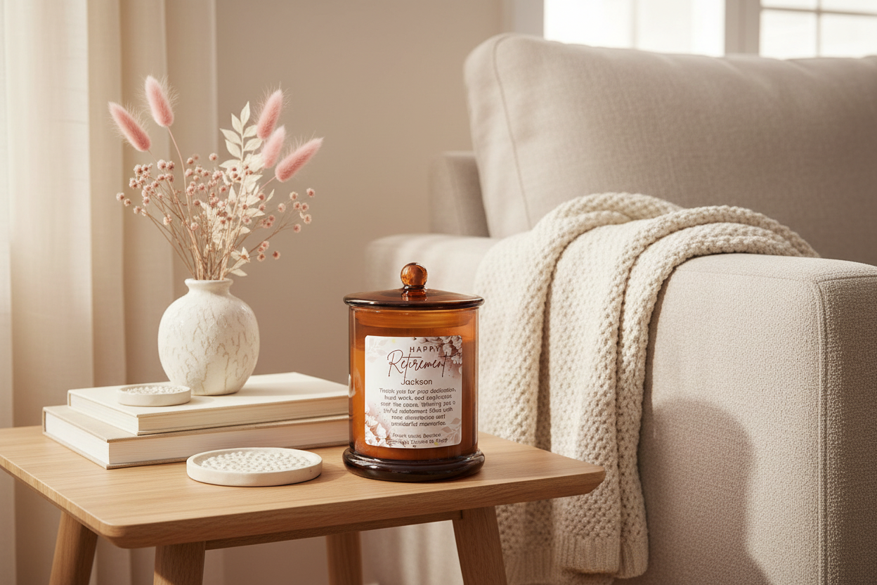 Retirement Amber Floral Candle — Living Room