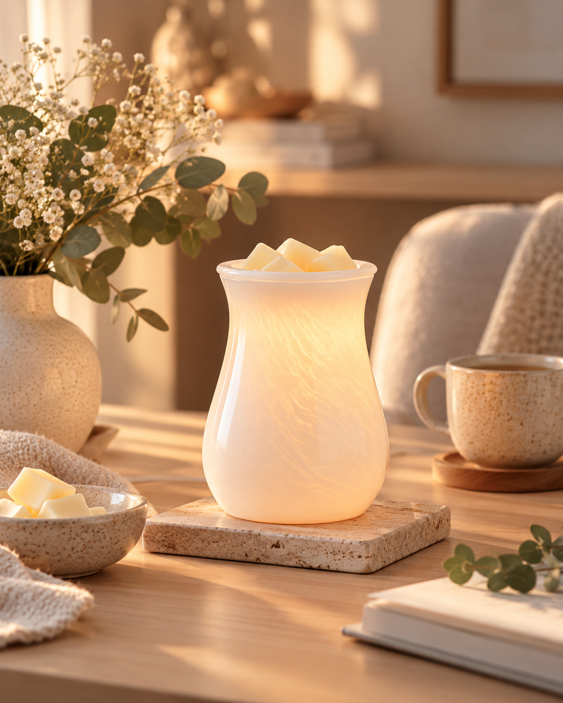 Moonstone Glass Illumination Wax Warmer | Complimentary 90g Wax Melt