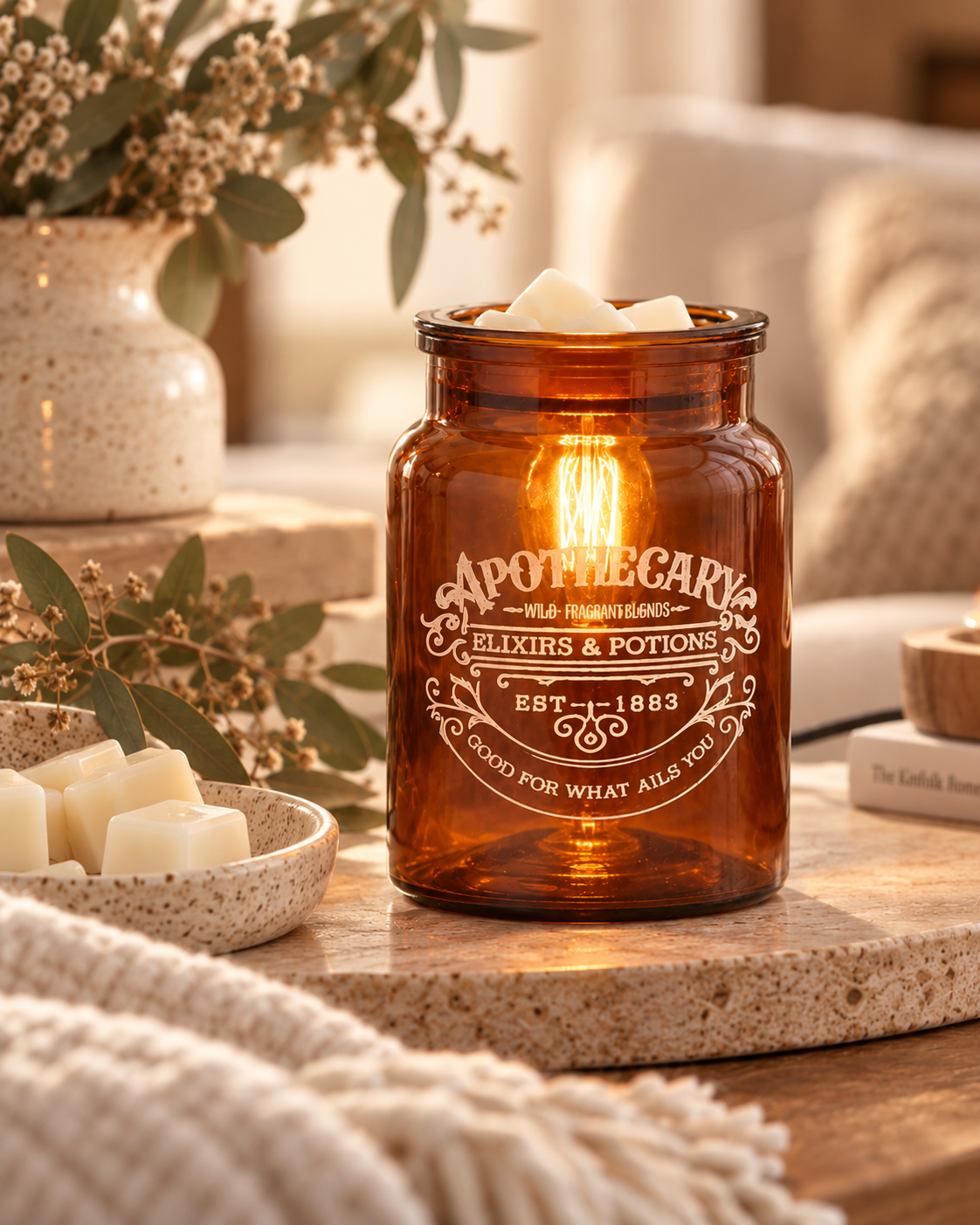 Apothecary Glass Illumination Wax Warmer | Complimentary 90g Wax Melt