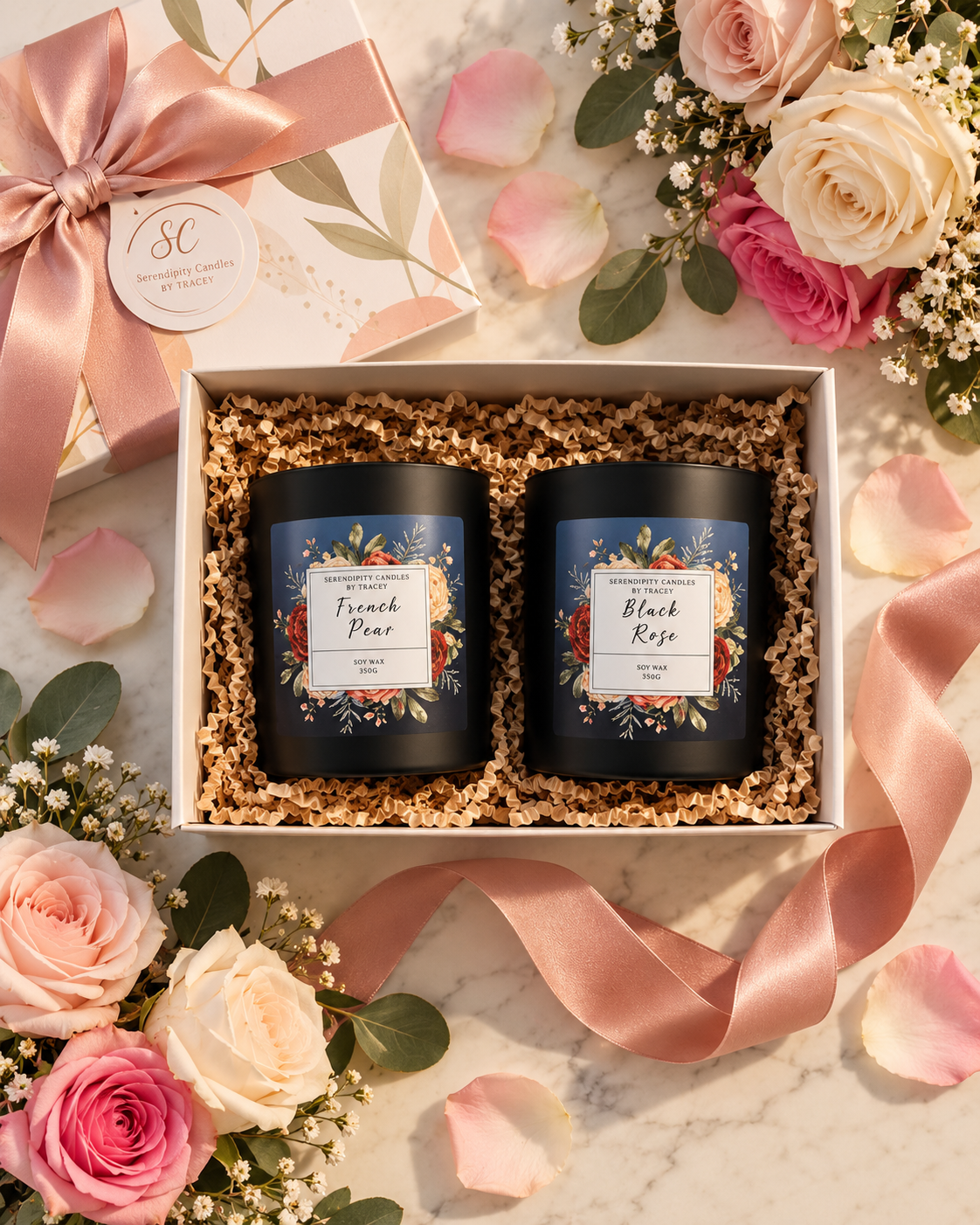 Matte Black Twin Pack | 2 × 350g Soy Candles | Approx. 35 Hours Each