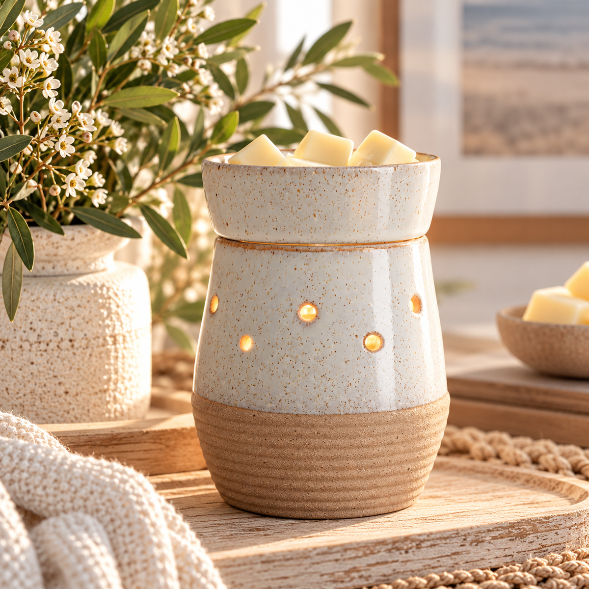 Rustic White Illumination Wax Warmer | Complimentary 90g Wax Melt