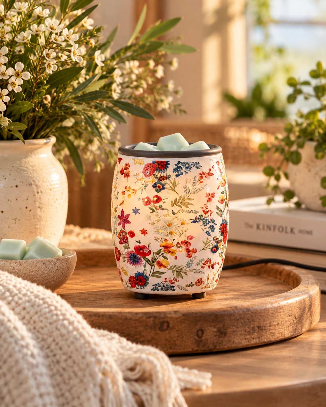 Wildflower Flip Dish Wax Warmer | Complimentary 90g Wax Melt