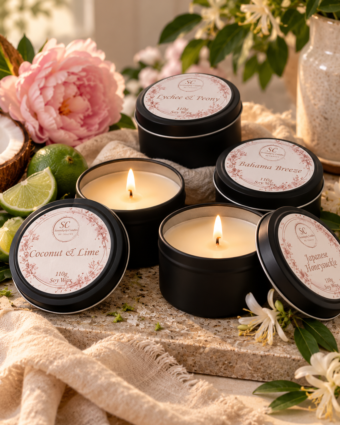 Signature Mini Candle Collection | 4 × 110g Soy Candles | Up to 25 Hours Each