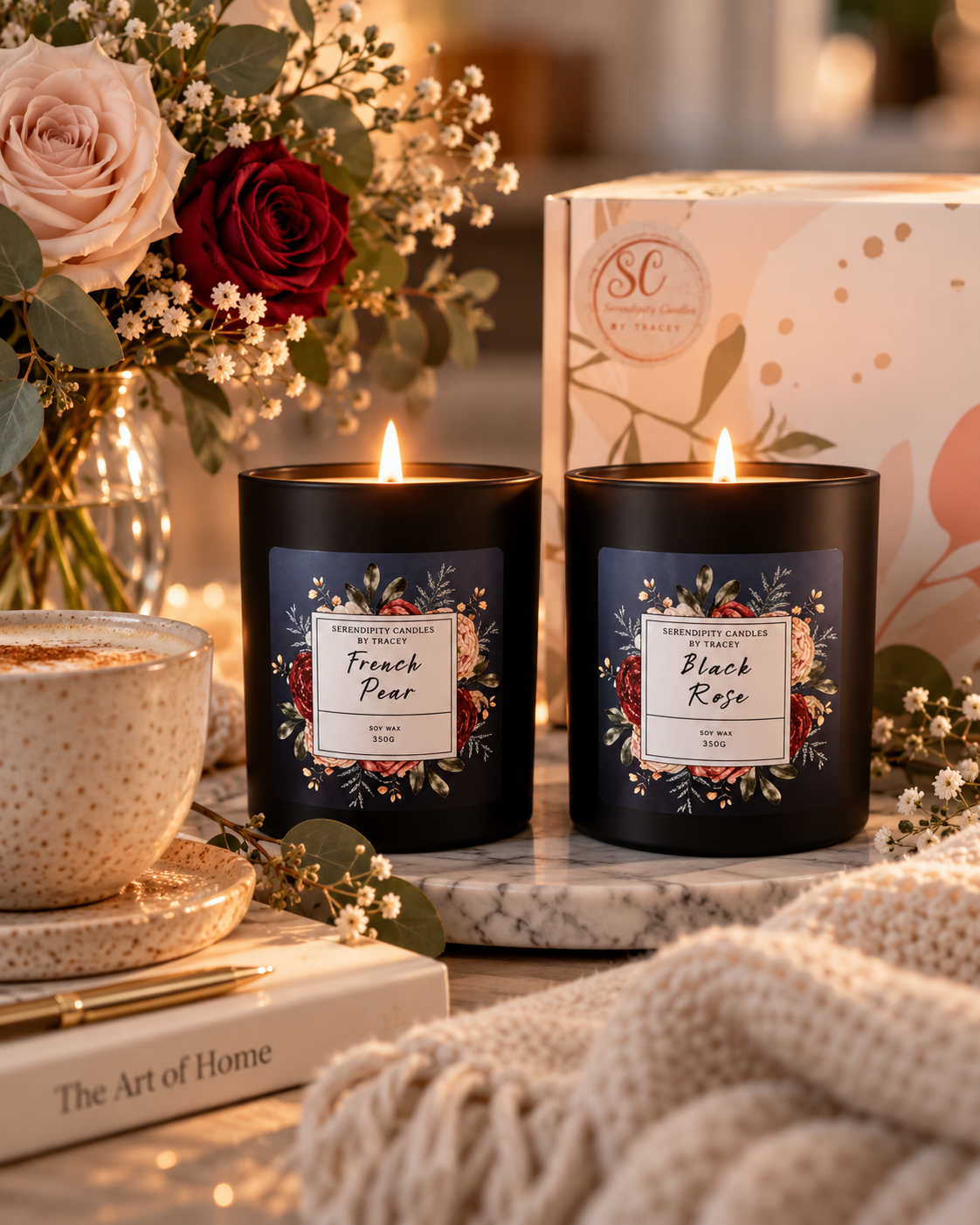 Matte Black Twin Pack | 2 × 350g Soy Candles | Approx. 35 Hours Each