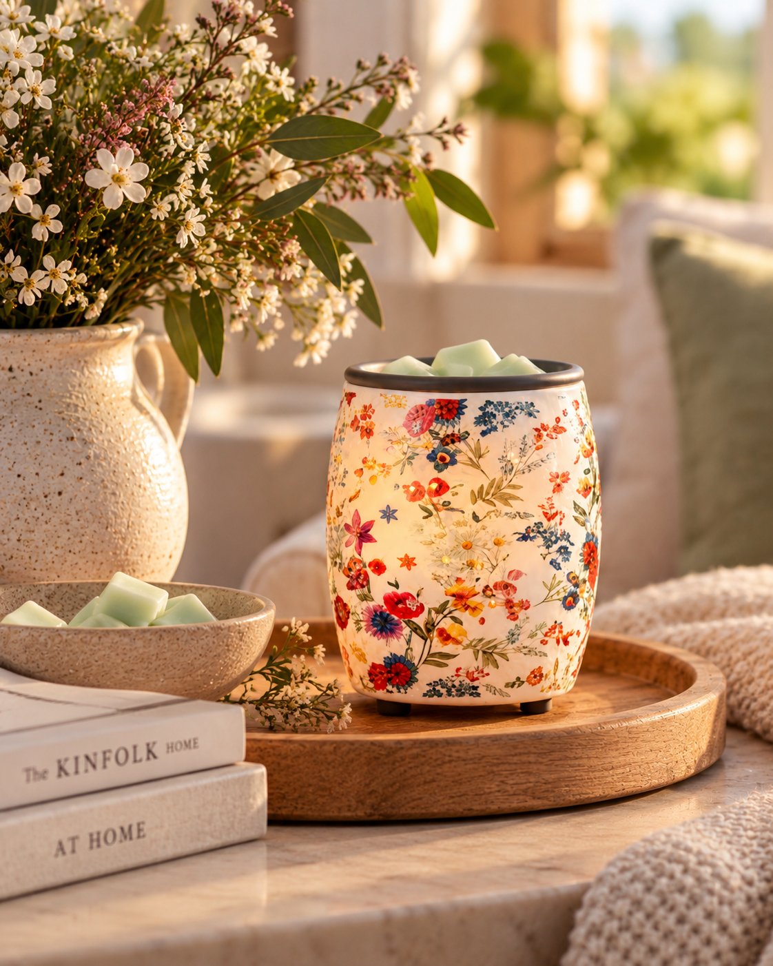 Wildflower Flip Dish Wax Warmer | Complimentary 90g Wax Melt