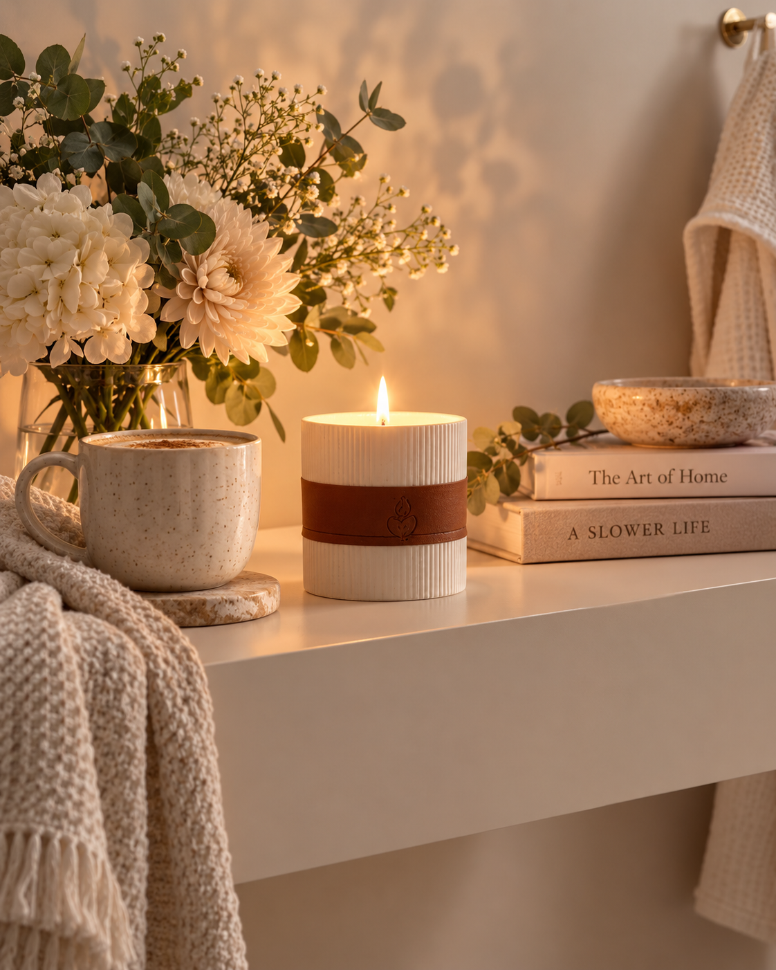 Exhale | 300g White Ribbed Soy Candle | Up to 30 Hours