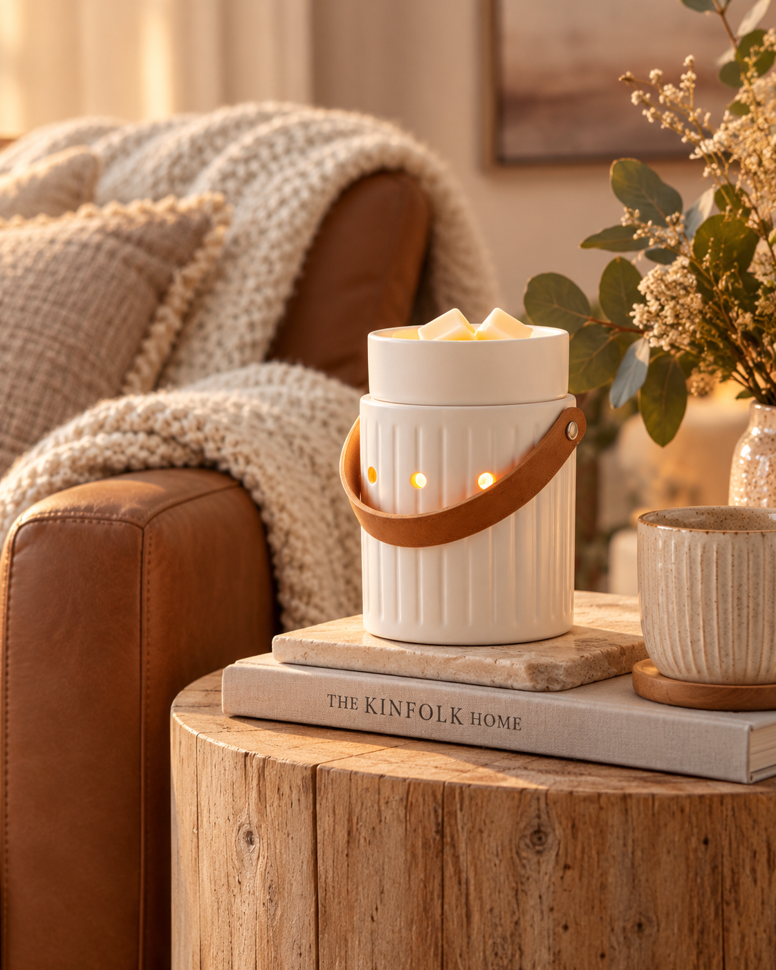 Leather Handle Illumination Wax Warmer | Complimentary 90g Wax Melt