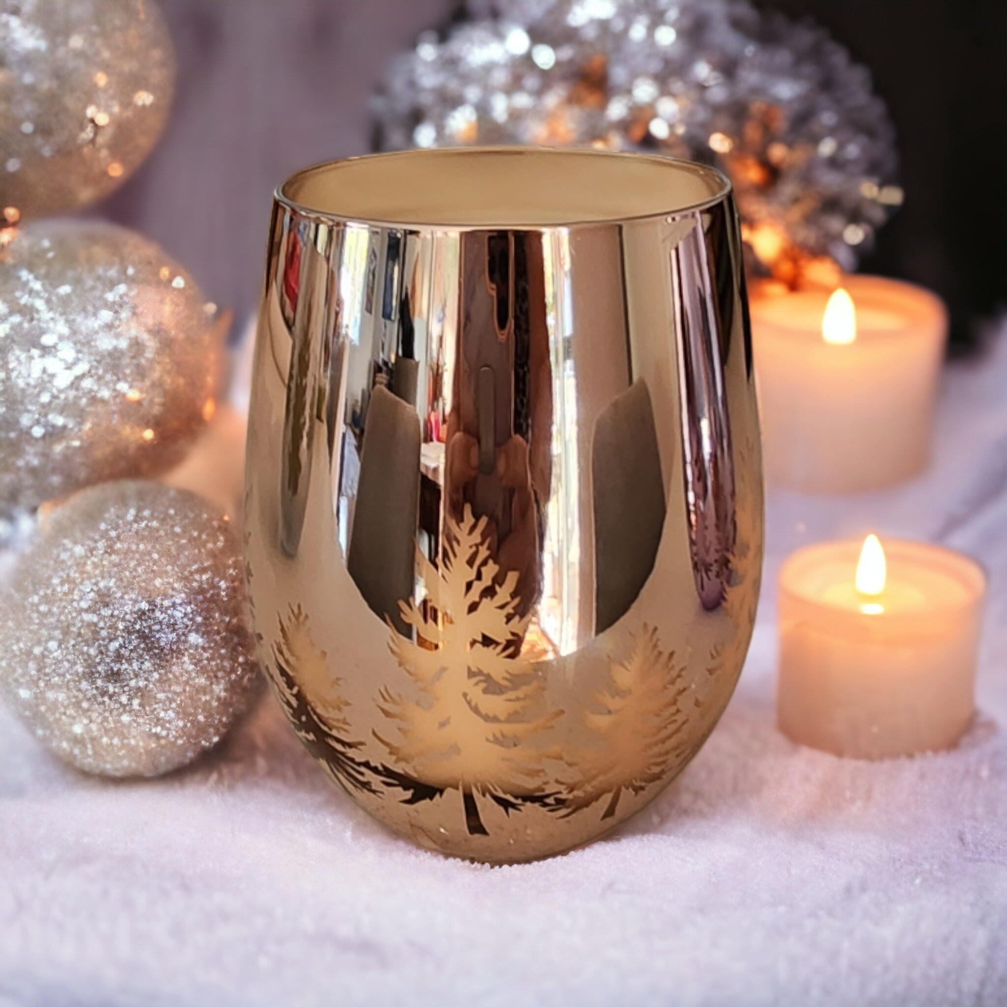 Rose Gold Christmas Candle 400g Scented Soy Wax