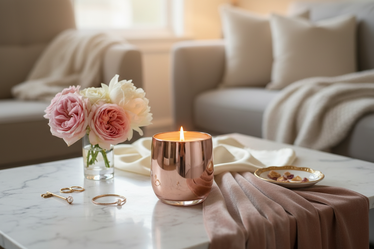 Rose Gold Candle Luxury Lifestyle