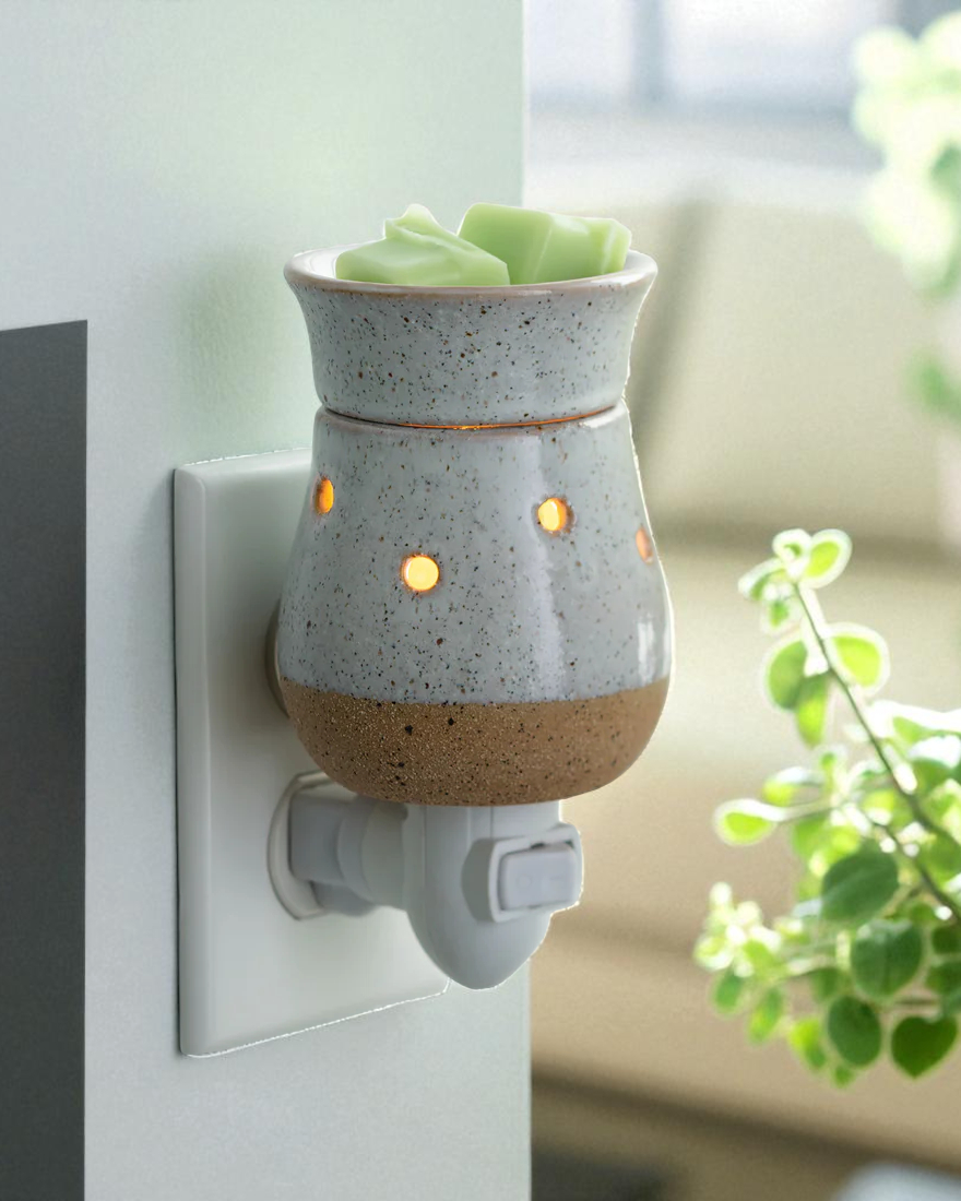Rustic White Pluggable Warmer | Complimentary Scented Wax Melt as Free Gift