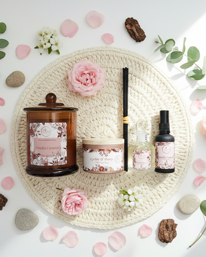 Scented Moments Gift Set flat lay with correct products