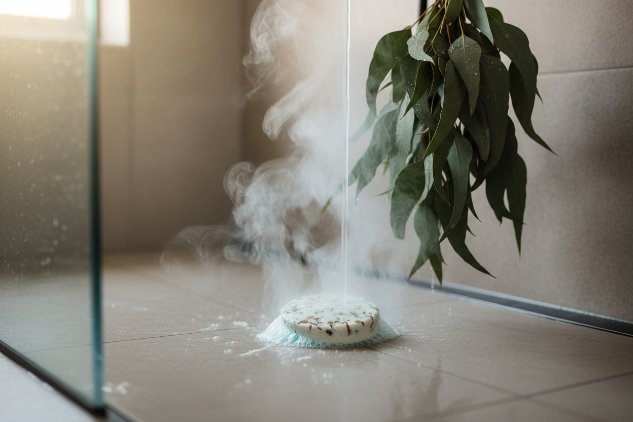 Single Shower Steamer Being Used