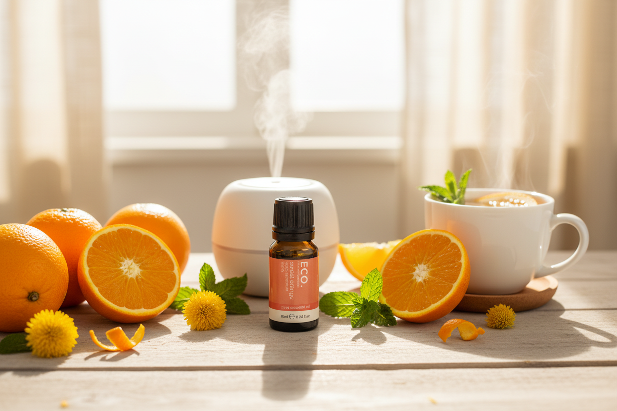 Sweet Orange Essential Oil Wellness Setting