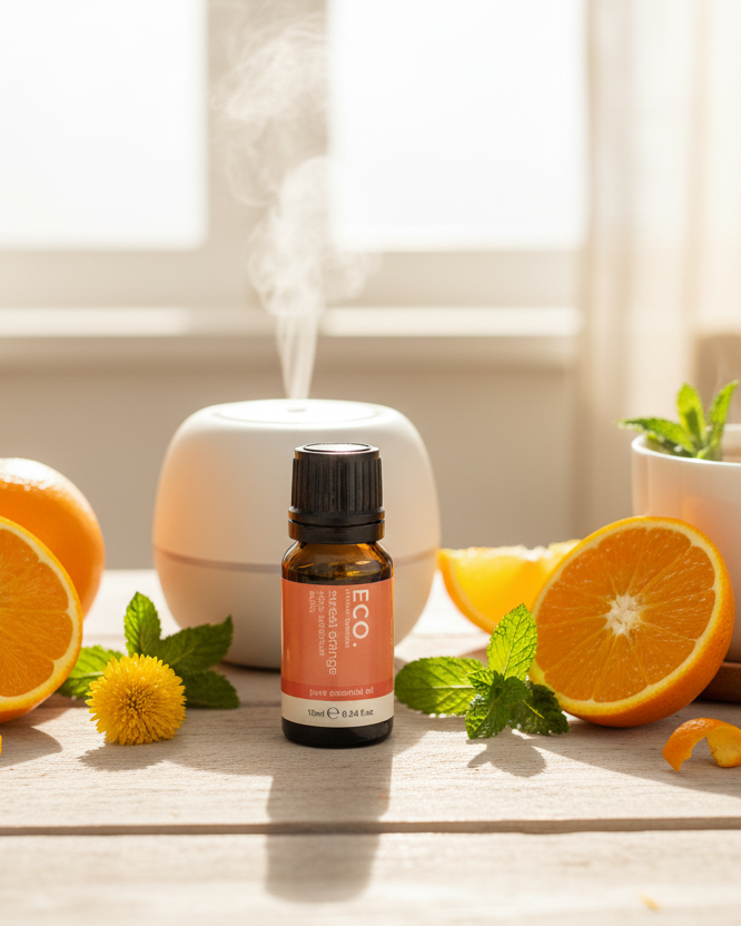 Sweet Orange Essential Oil Wellness Setting