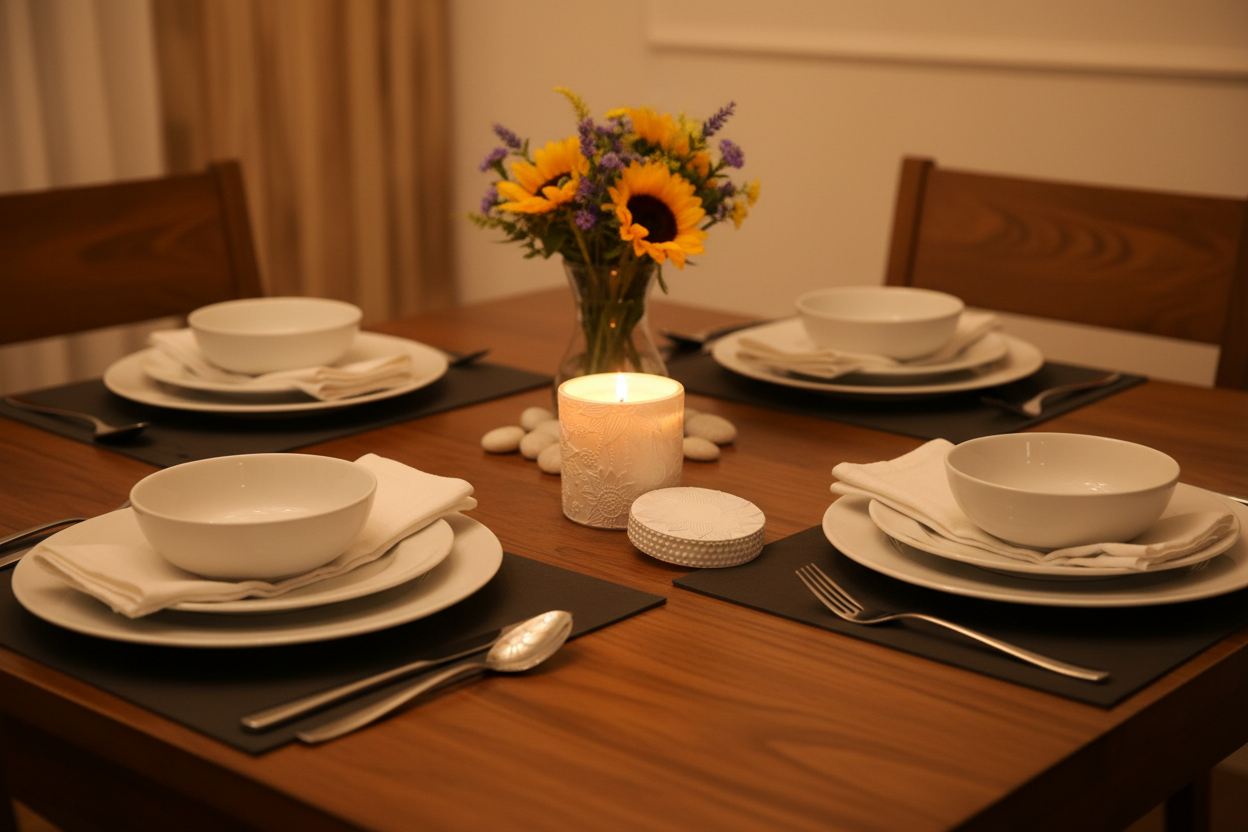 White Lotus Candle - Dinner Setting