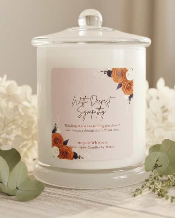 With Deepest Sympathy — White Jar — Light Surface with Botanicals